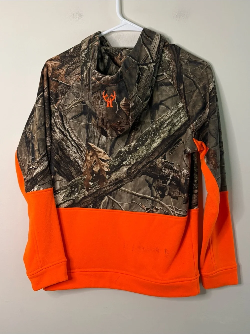 Huntworth Youth Large Camoflauge Orange Hunting Sweatshirt Some Wear Warm Fall